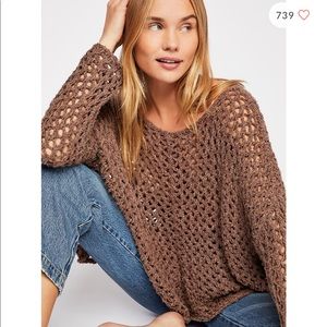 Free People Fishing Net Crew Neck Sweater